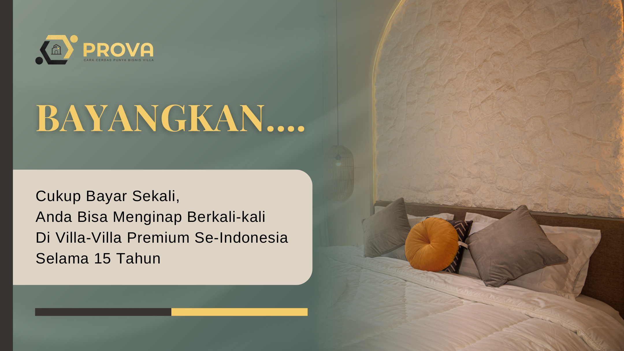 Ilustrasi konsep PROVA: menginap di villa premium selama masa kerja sama