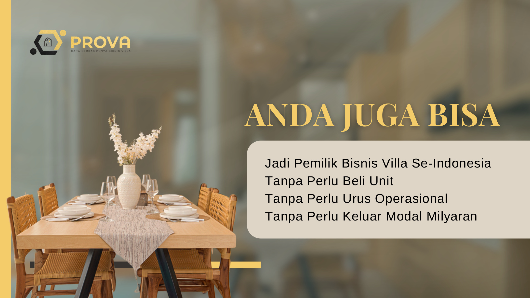 Konsep PROVA Bali tanpa membeli unit dan tanpa mengurus operasional