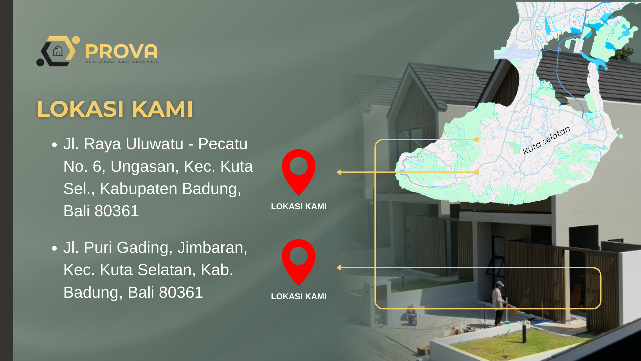 Peta dan lokasi PROVA Bali di Ungasan dan Jimbaran